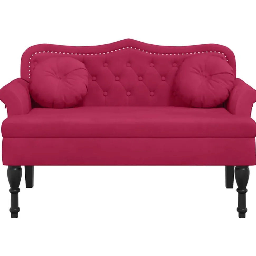 vidaXL Bankje met kussens 120,5x65x75 cm fluweel wijnrood