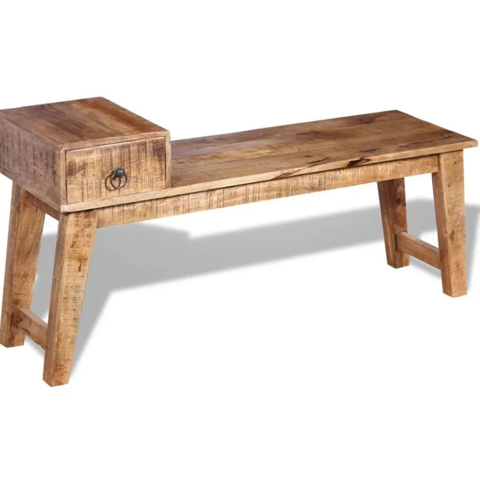 vidaXL Bankje met lade 120x36x60 cm massief mangohout