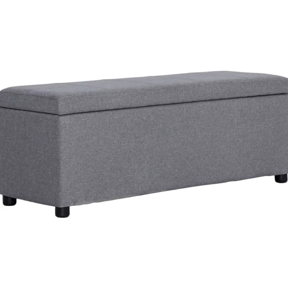 vidaXL Bankje met opbergvak 116 cm polyester lichtgrijs