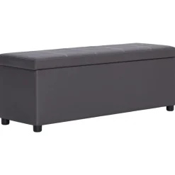 vidaXL Bankje met opbergvak 116 cm kunstleer grijs