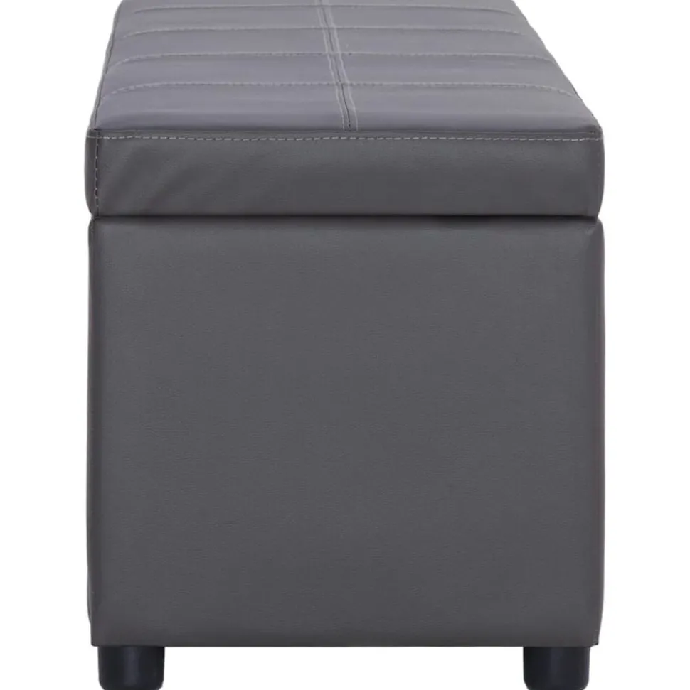 vidaXL Bankje met opbergvak 116 cm kunstleer grijs