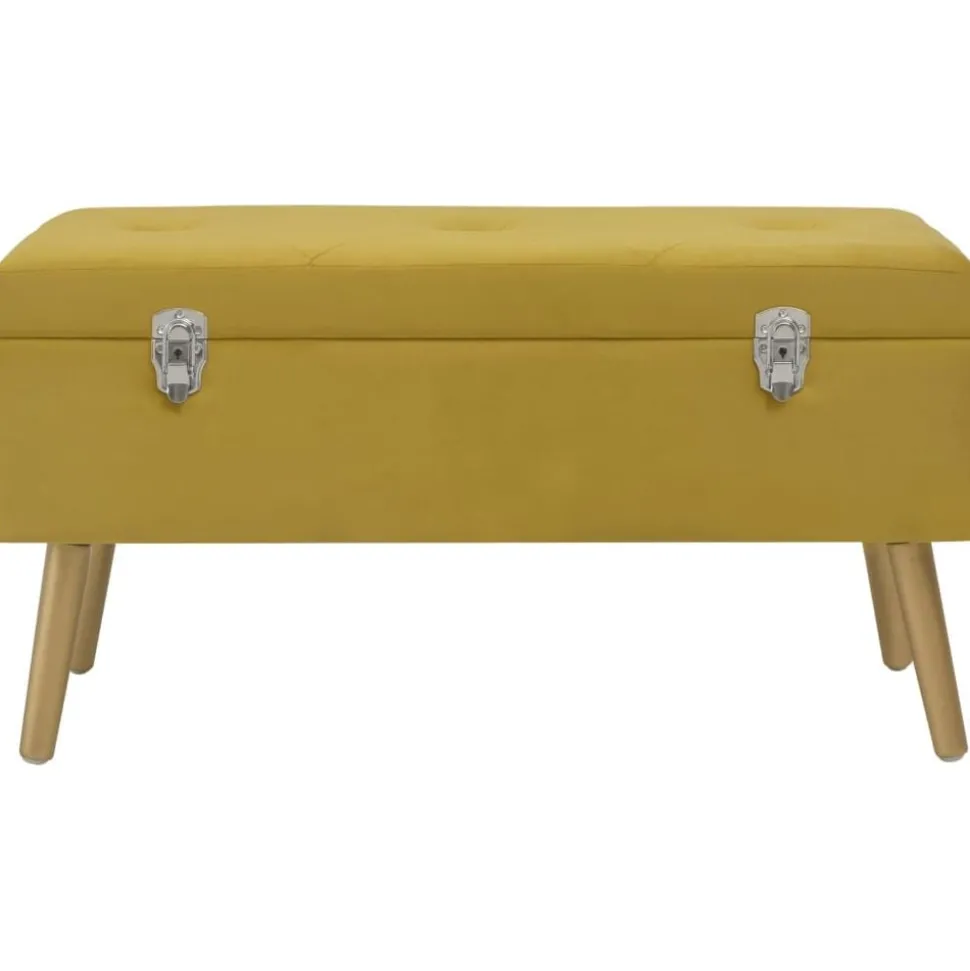 vidaXL Bankje met opbergvak 80 cm fluweel mosterdgeel