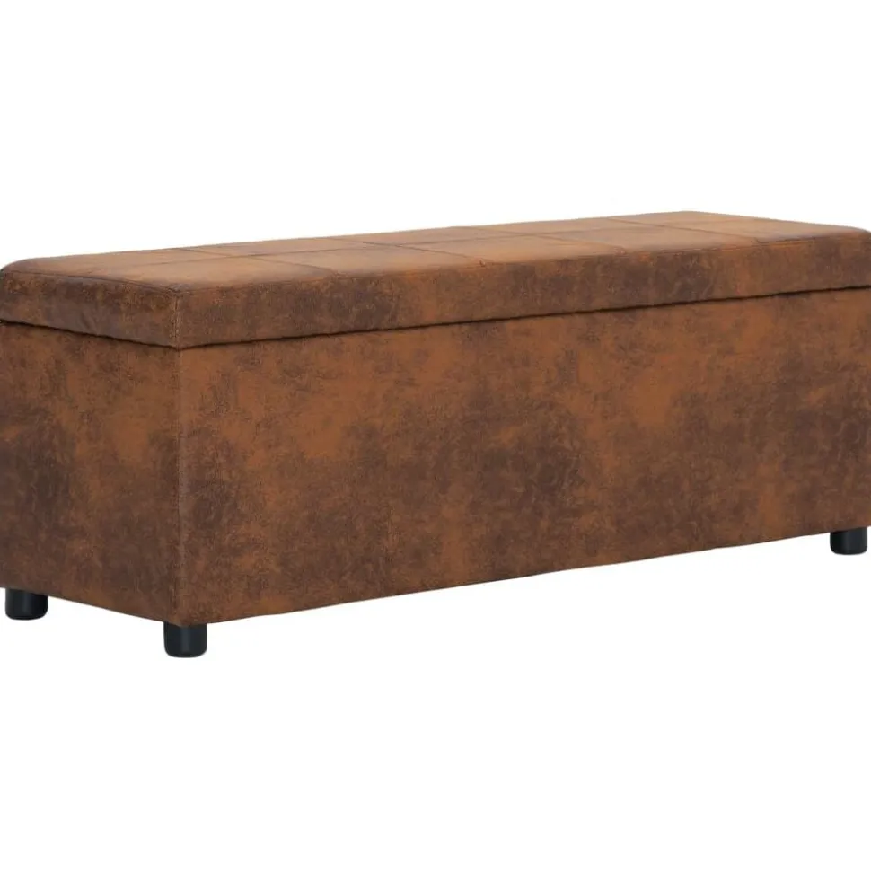 vidaXL Bankje met opbergvak 116 cm kunstsuède bruin