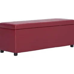 vidaXL Bankje met opbergvak 116 cm kunstleer wijnrood