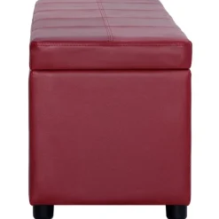 vidaXL Bankje met opbergvak 116 cm kunstleer wijnrood