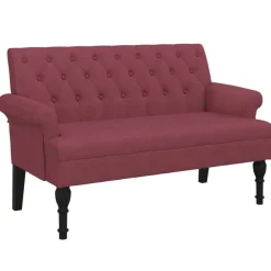 vidaXL Bankje met rugleuning 120x62x75,5 cm stof wijnrood