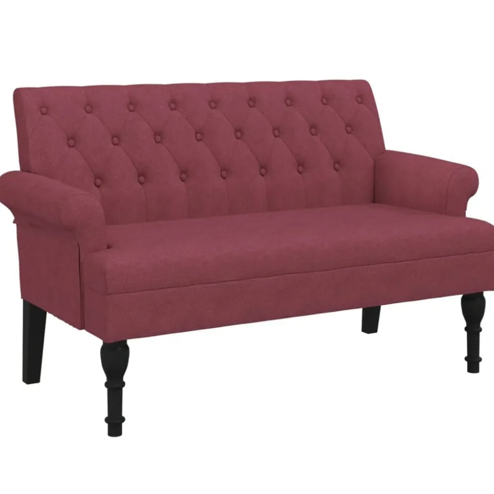 vidaXL Bankje met rugleuning 120x62x75,5 cm stof wijnrood