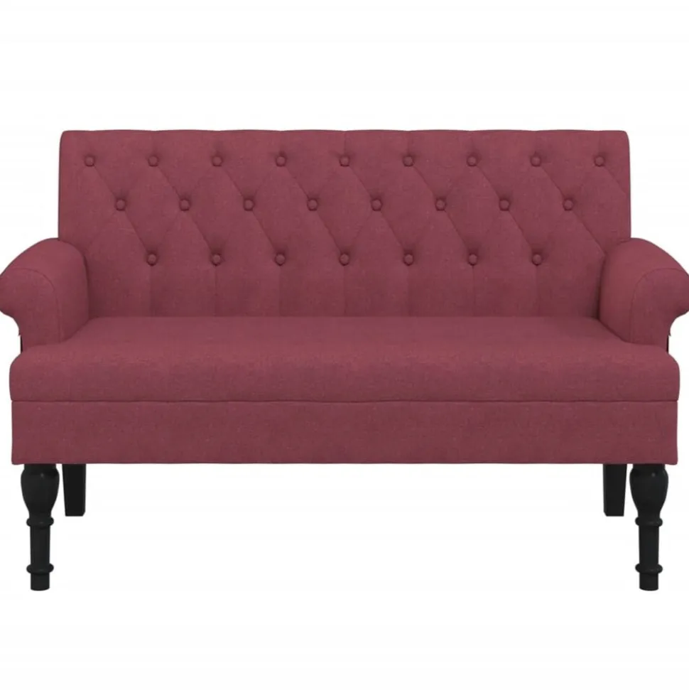 vidaXL Bankje met rugleuning 120x62x75,5 cm stof wijnrood