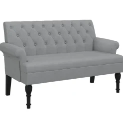 vidaXL Bankje met rugleuning 120x62x75,5 cm stof lichtgrijs