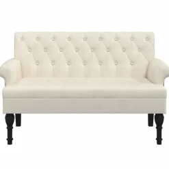 vidaXL Bankje met rugleuning 120x62x75,5 cm linnen