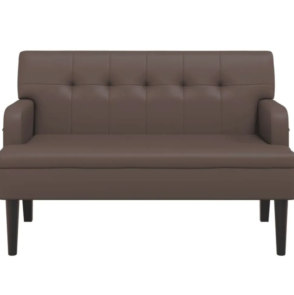vidaXL Bankje met rugleuning 112x65,5x75 cm kunstleer bruin