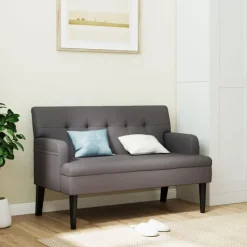 vidaXL Bankje met rugleuning 112x65,5x75 cm kunstleer grijs