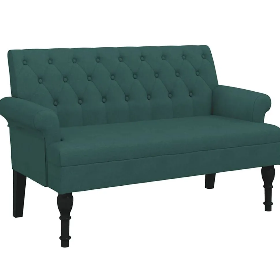 vidaXL Bankje met rugleuning 120x62x75,5 cm stof donkergroen