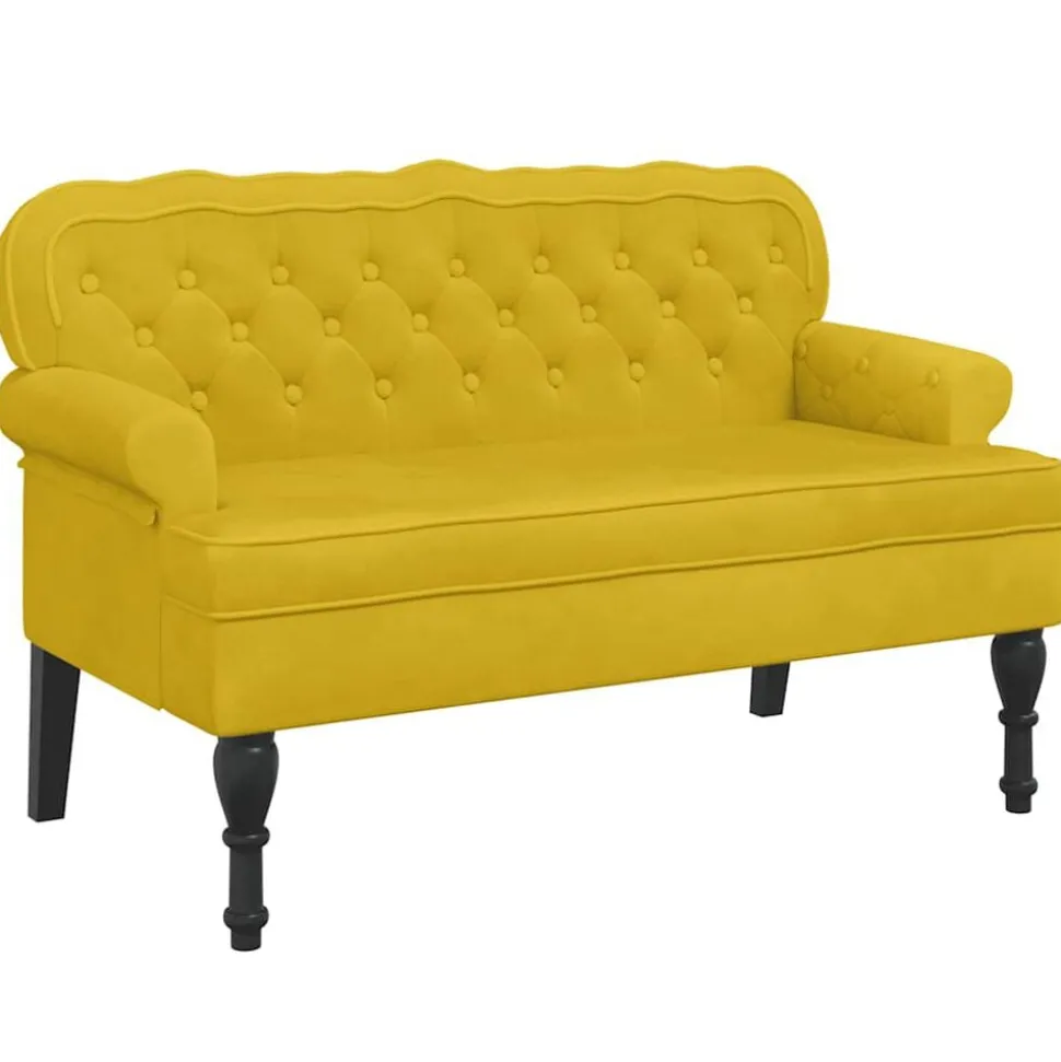 vidaXL Bankje met rugleuning 119,5x64,5x75 cm fluweel geel