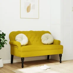 vidaXL Bankje met rugleuning 119,5x64,5x75 cm fluweel geel