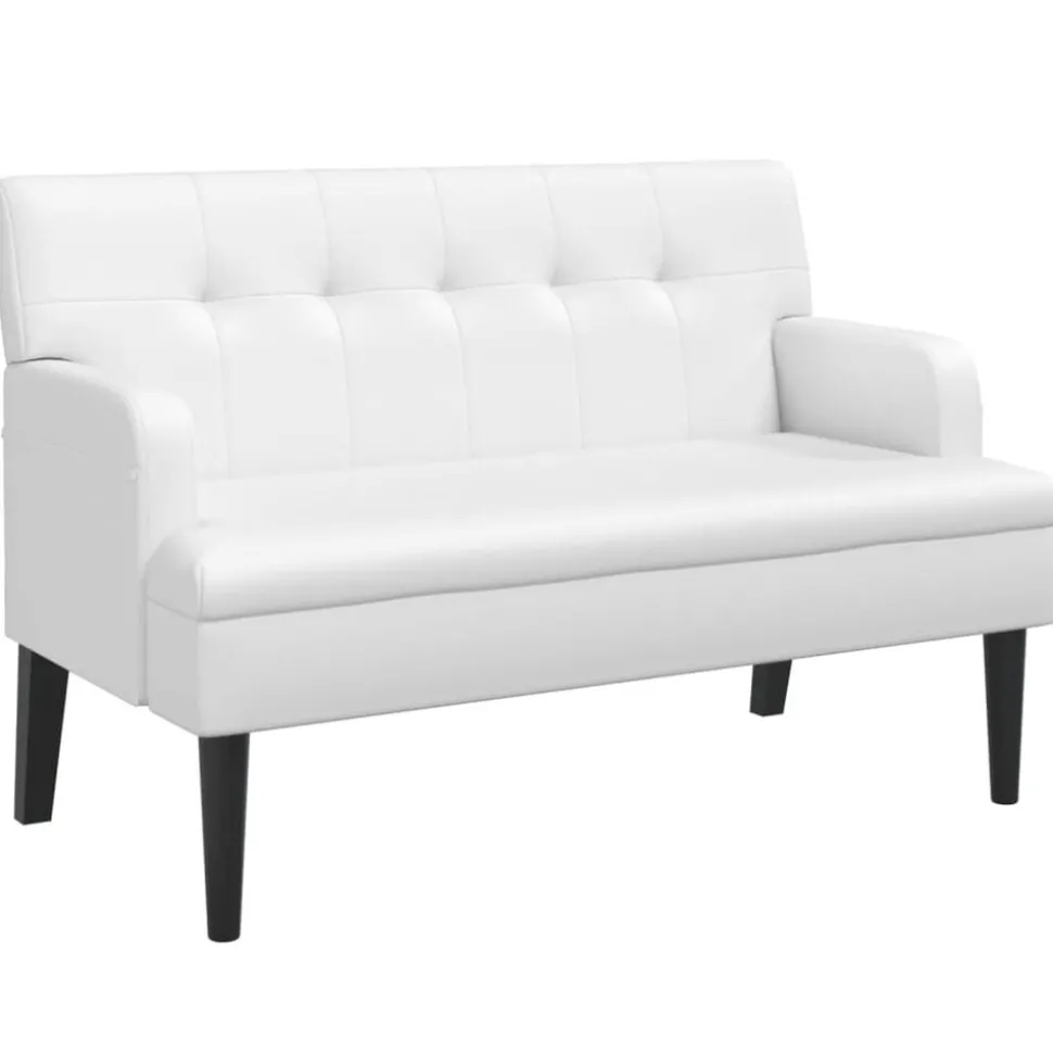 vidaXL Bankje met rugleuning 112x65,5x75 cm kunstleer wit