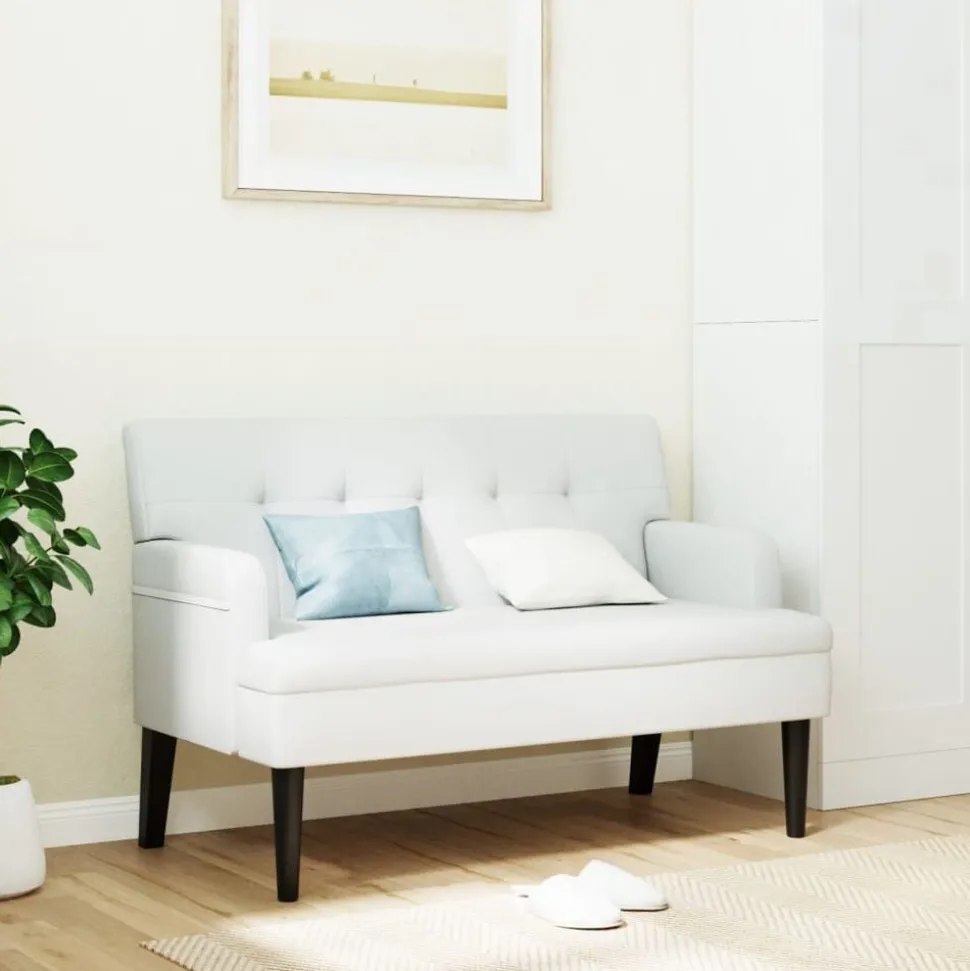 vidaXL Bankje met rugleuning 112x65,5x75 cm kunstleer wit