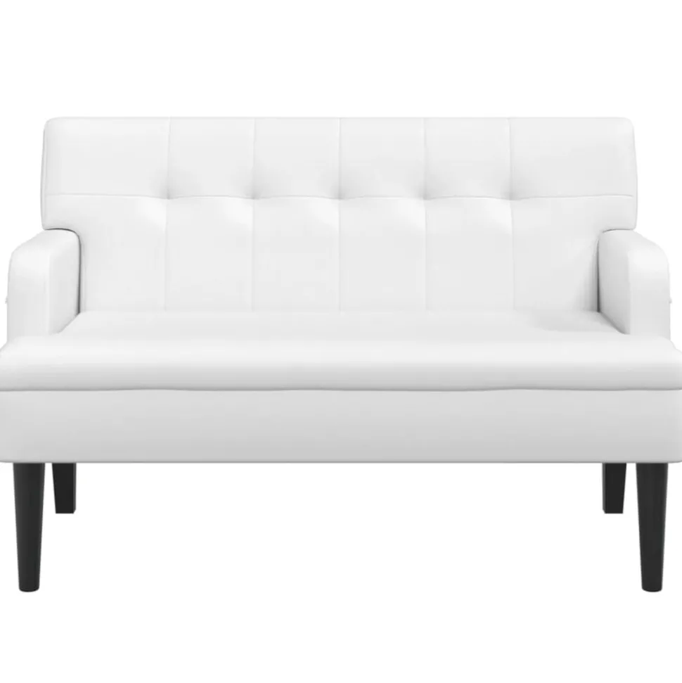 vidaXL Bankje met rugleuning 112x65,5x75 cm kunstleer wit