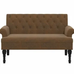 vidaXL Bankje met rugleuning 120x62x75,5 cm kunstsuèdeleer bruin