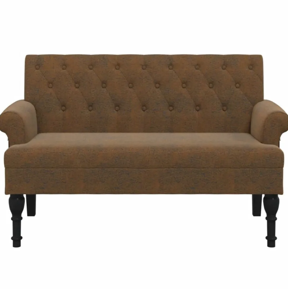 vidaXL Bankje met rugleuning 120x62x75,5 cm kunstsuèdeleer bruin