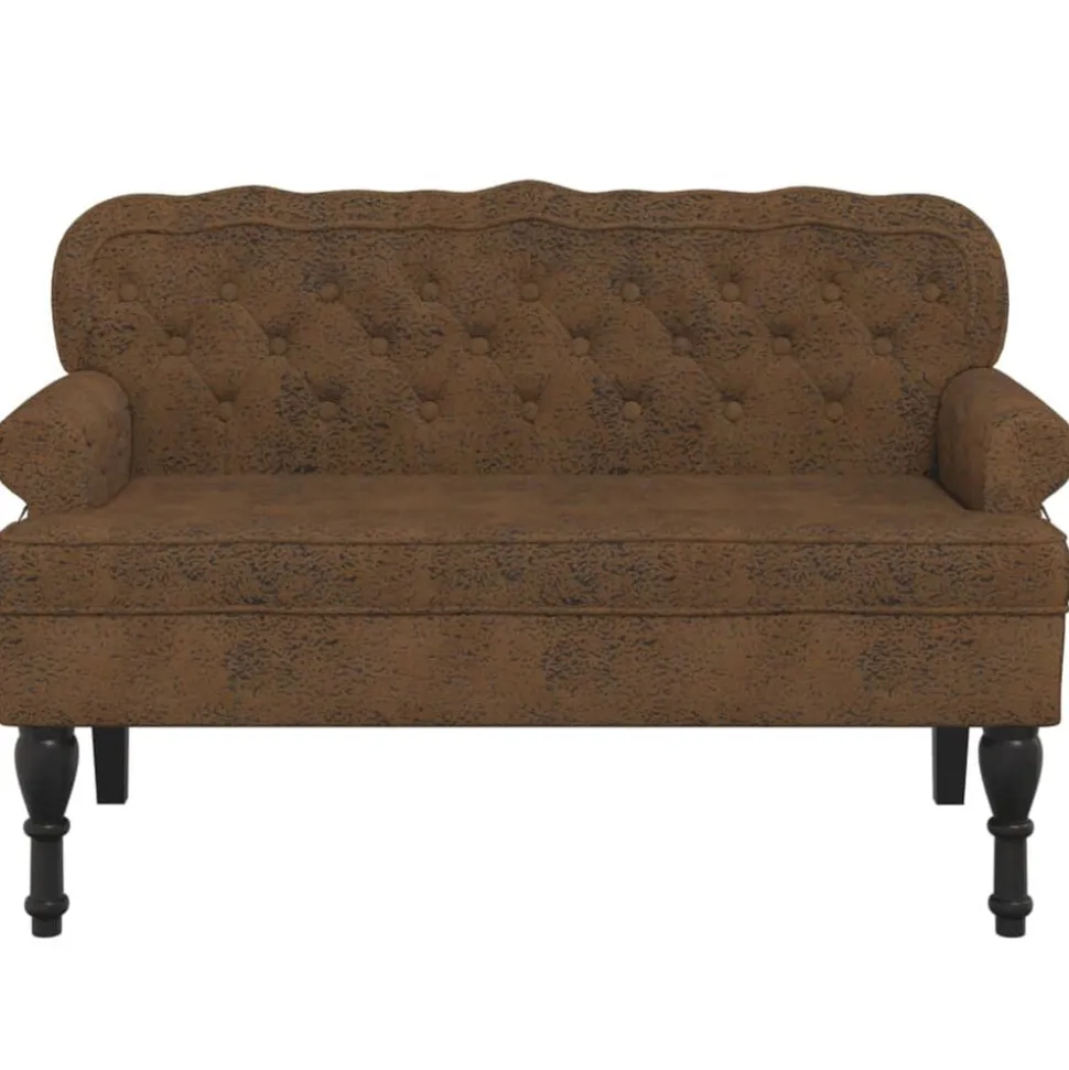 vidaXL Bankje met rugleuning 119,5x64,5x75 cm kunstsuèdeleer bruin