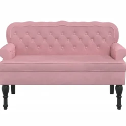 vidaXL Bankje met rugleuning 119,5x64,5x75 cm fluweel roze