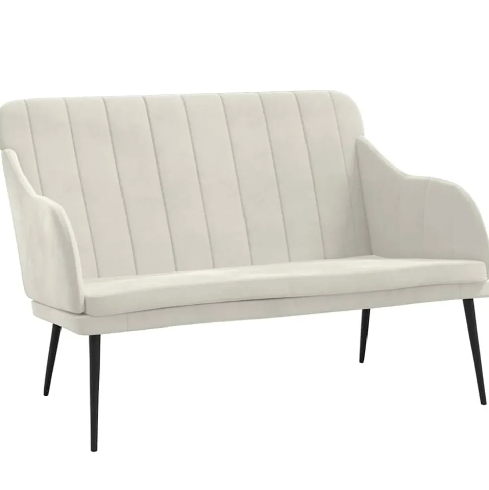 vidaXL Bankje 110x76x80 cm fluweel crèmekleurig