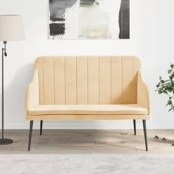 vidaXL Bankje 110x76x80 cm fluweel crèmekleurig