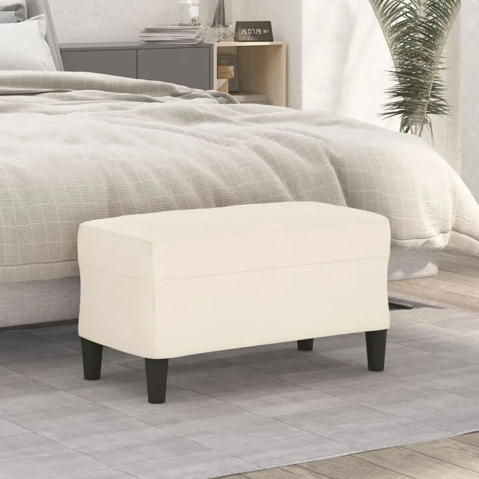 vidaXL Bankje 70x35x41 cm fluweel crèmekleurig
