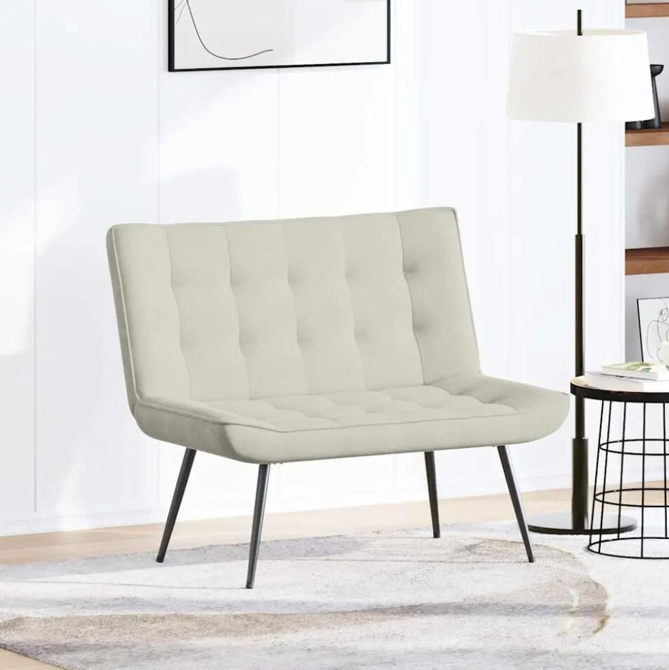 vidaXL Bankje 110x74x84 cm fluweel crèmekleurig