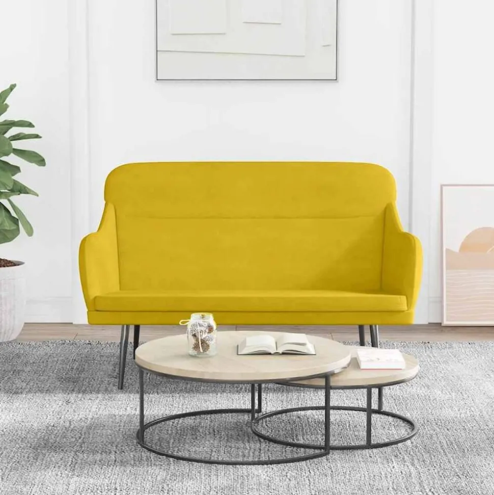 vidaXL Bankje 110x76x80 cm fluweel geel