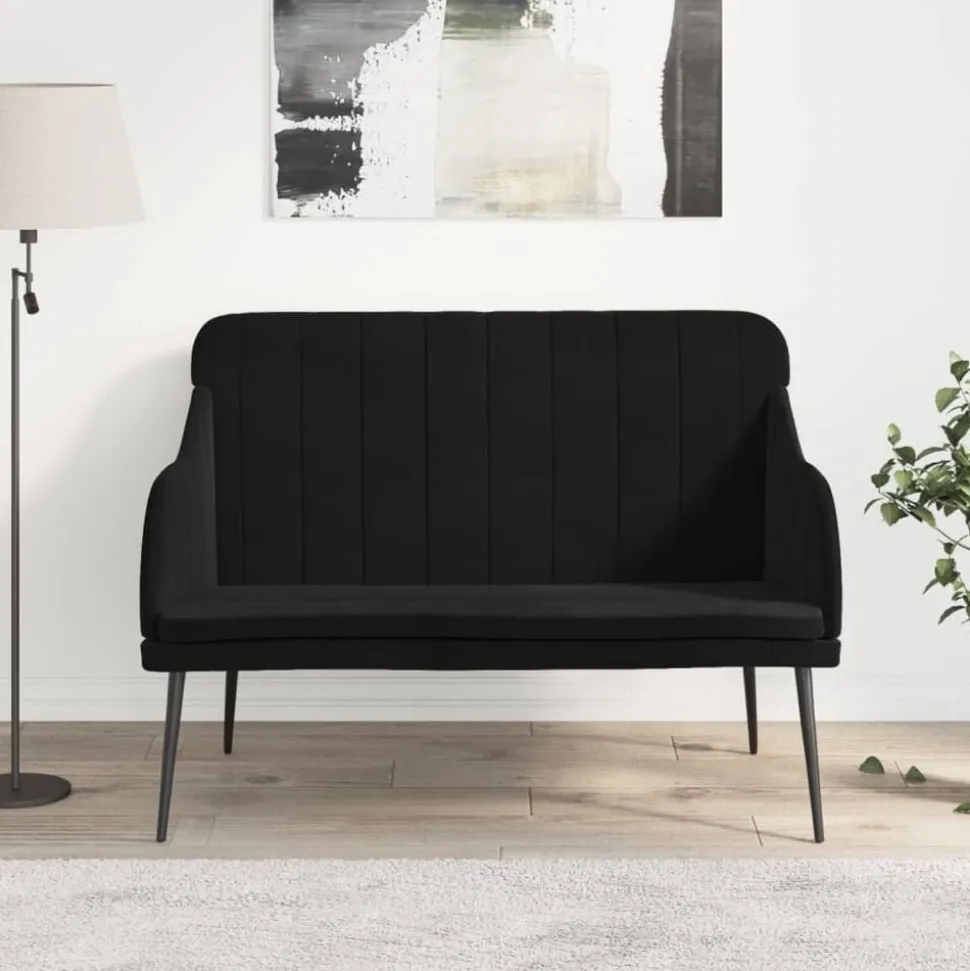 vidaXL Bankje 110x76x80 cm fluweel zwart