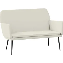 vidaXL Bankje 108x79x79 cm fluweel crèmekleurig