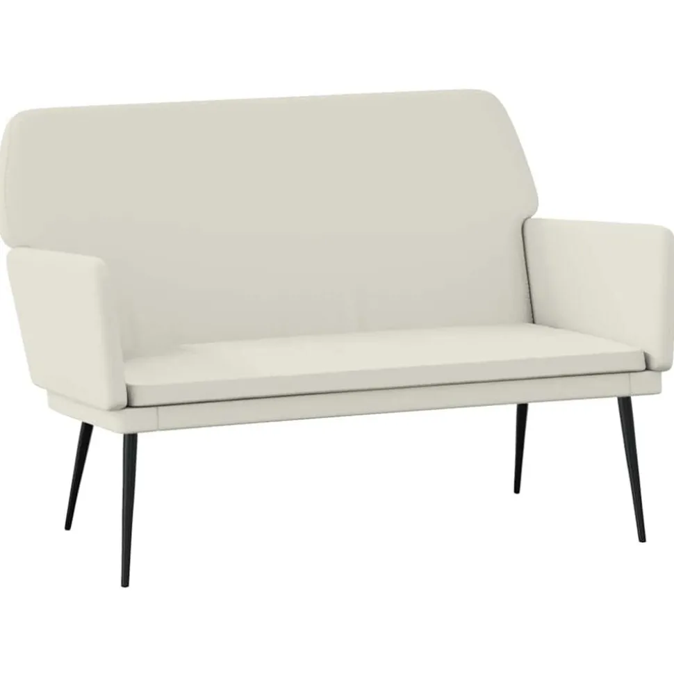 vidaXL Bankje 108x79x79 cm fluweel crèmekleurig