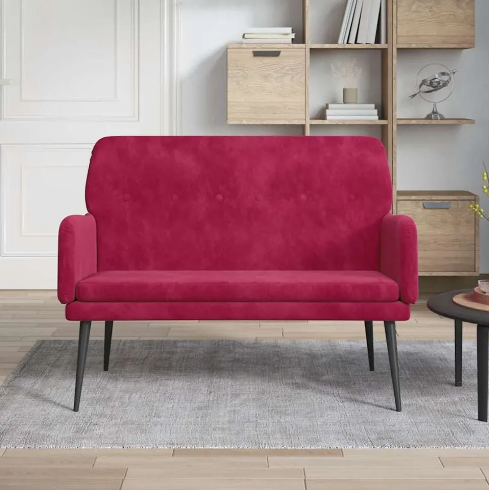 vidaXL Bankje 108x79x79 cm fluweel wijnrood