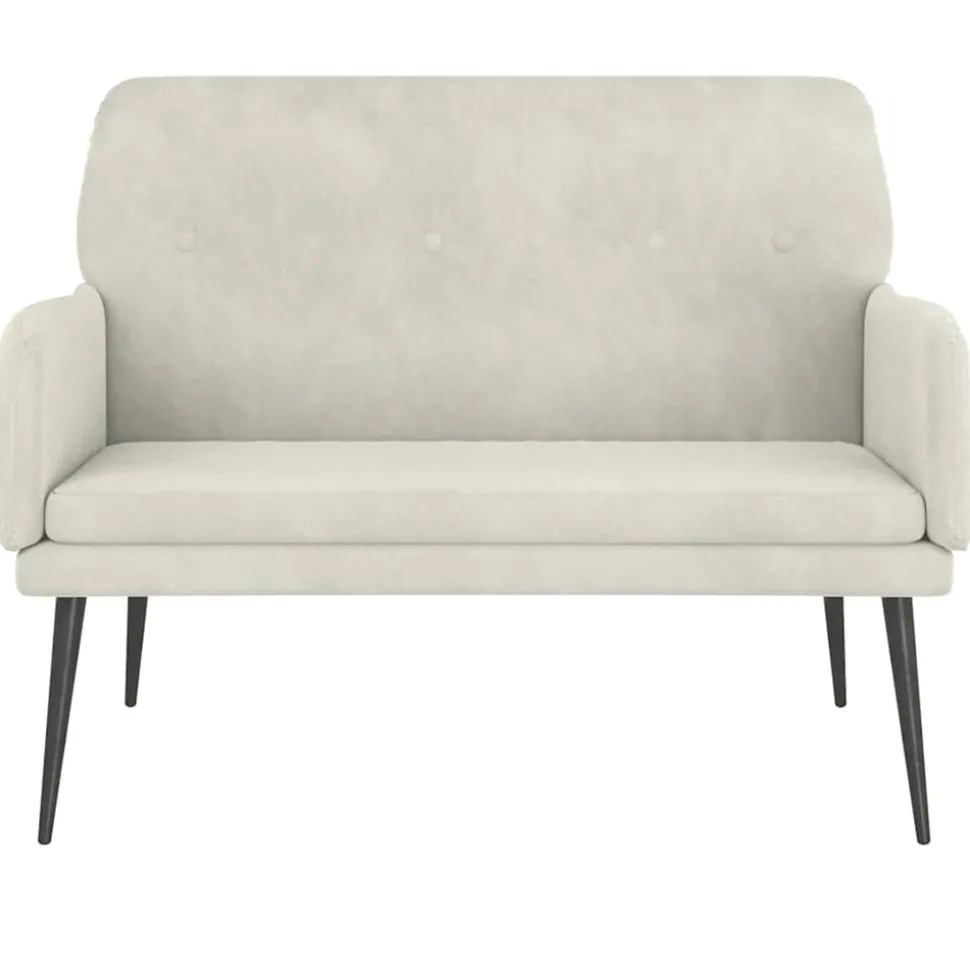 vidaXL Bankje 108x79x79 cm fluweel crèmekleurig