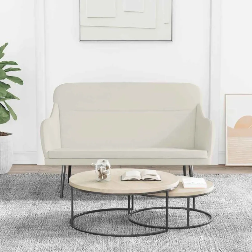 vidaXL Bankje 110x76x80 cm fluweel crèmekleurig