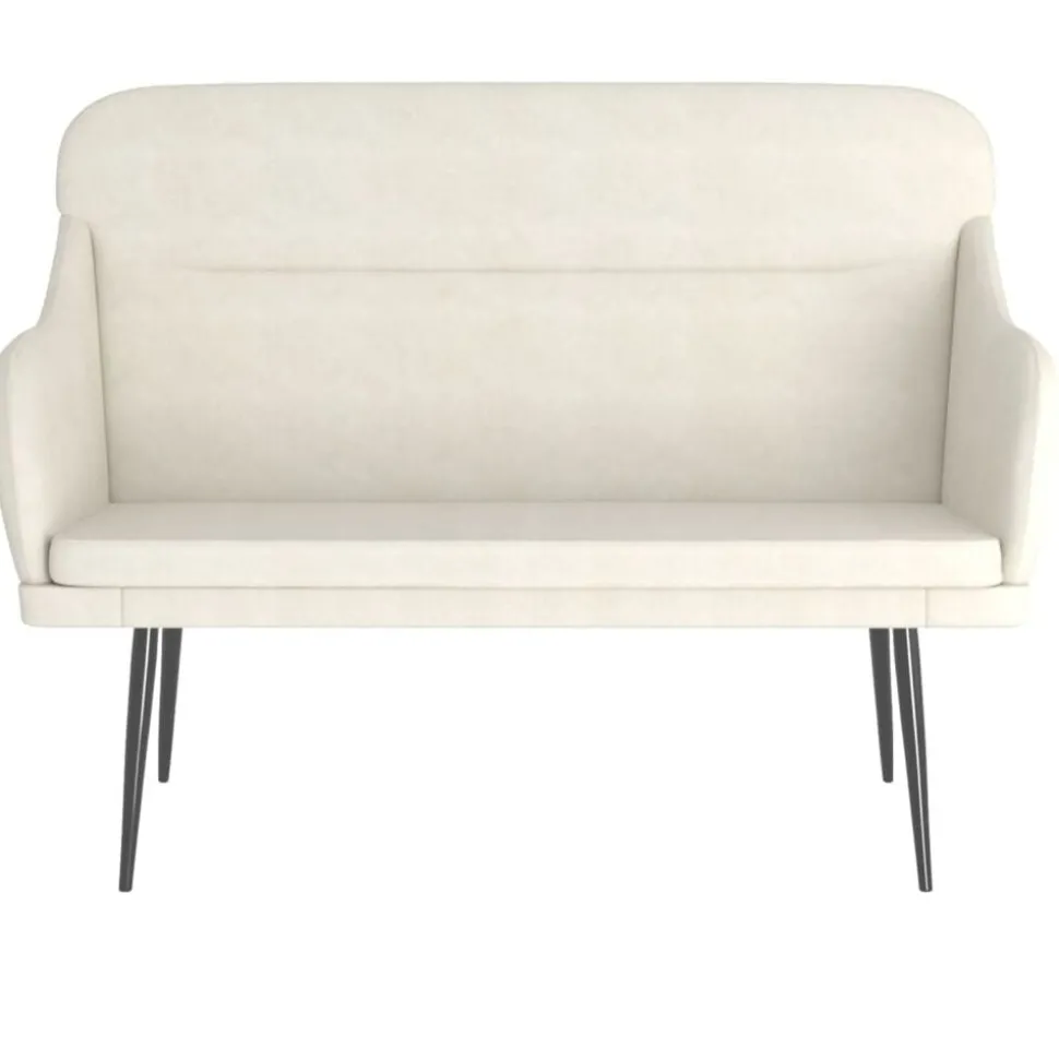 vidaXL Bankje 110x76x80 cm fluweel crèmekleurig