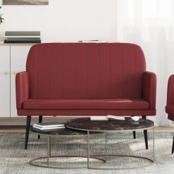 vidaXL Bankje 107x80x81 cm kunstleer wijnrood