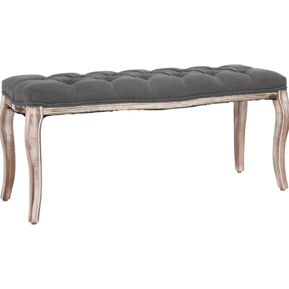 vidaXL Bankje 110x38x48 cm linnen massief hout donkergrijs