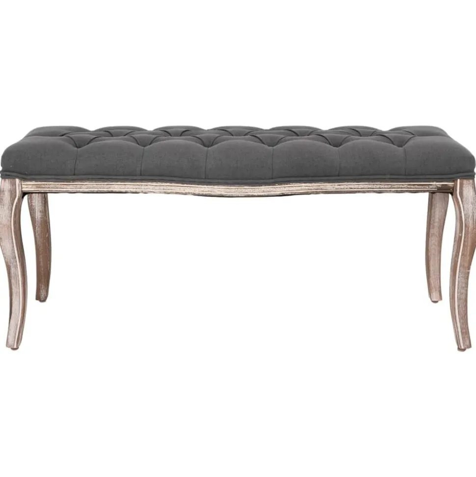 vidaXL Bankje 110x38x48 cm linnen massief hout donkergrijs