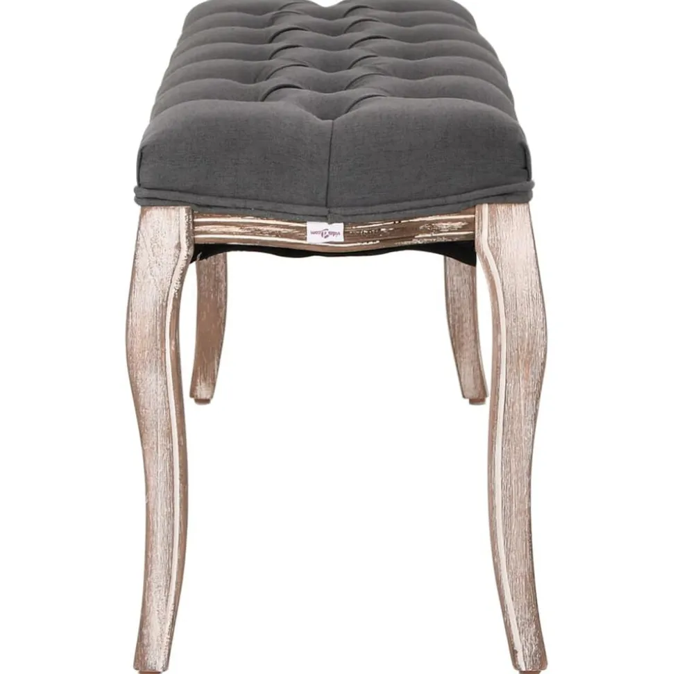 vidaXL Bankje 110x38x48 cm linnen massief hout donkergrijs