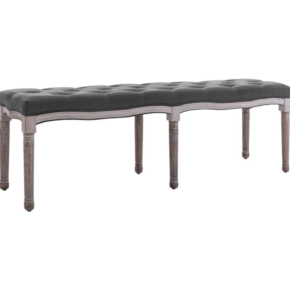 vidaXL Bankje 150x40x48 cm linnen massief hout donkergrijs