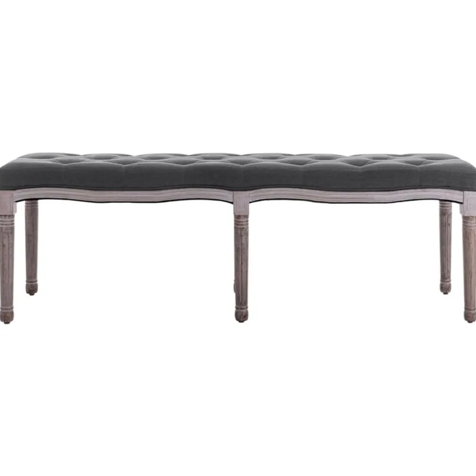 vidaXL Bankje 150x40x48 cm linnen massief hout donkergrijs