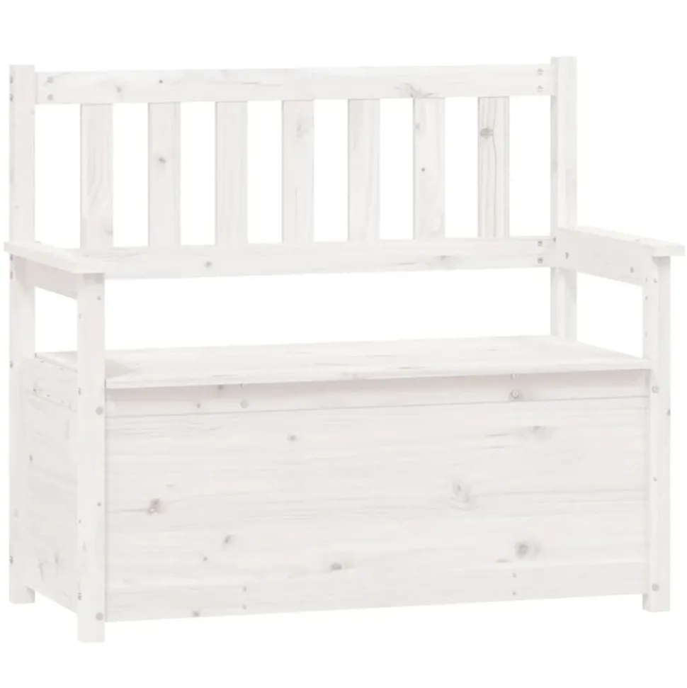 vidaXL Bankje 112,5x51,5x96,5 cm massief grenenhout wit