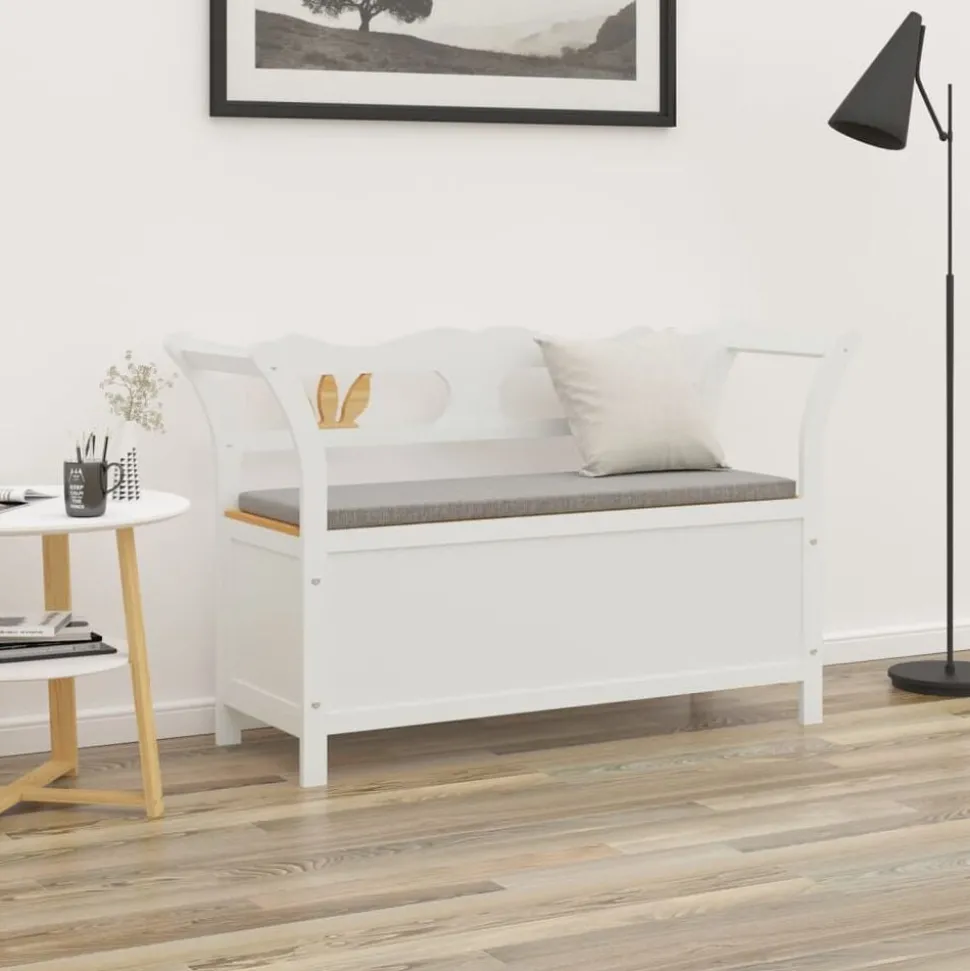 vidaXL Bankje 107x45x75,5 cm massief vurenhout wit