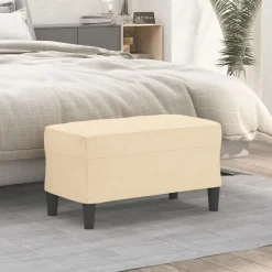 vidaXL Bankje 70x35x41 cm stof crèmekleurig