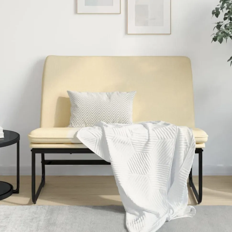 vidaXL Bankje 100x75x76 cm stof crèmekleurig