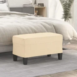 vidaXL Bankje 70x35x41 cm stof crèmekleurig