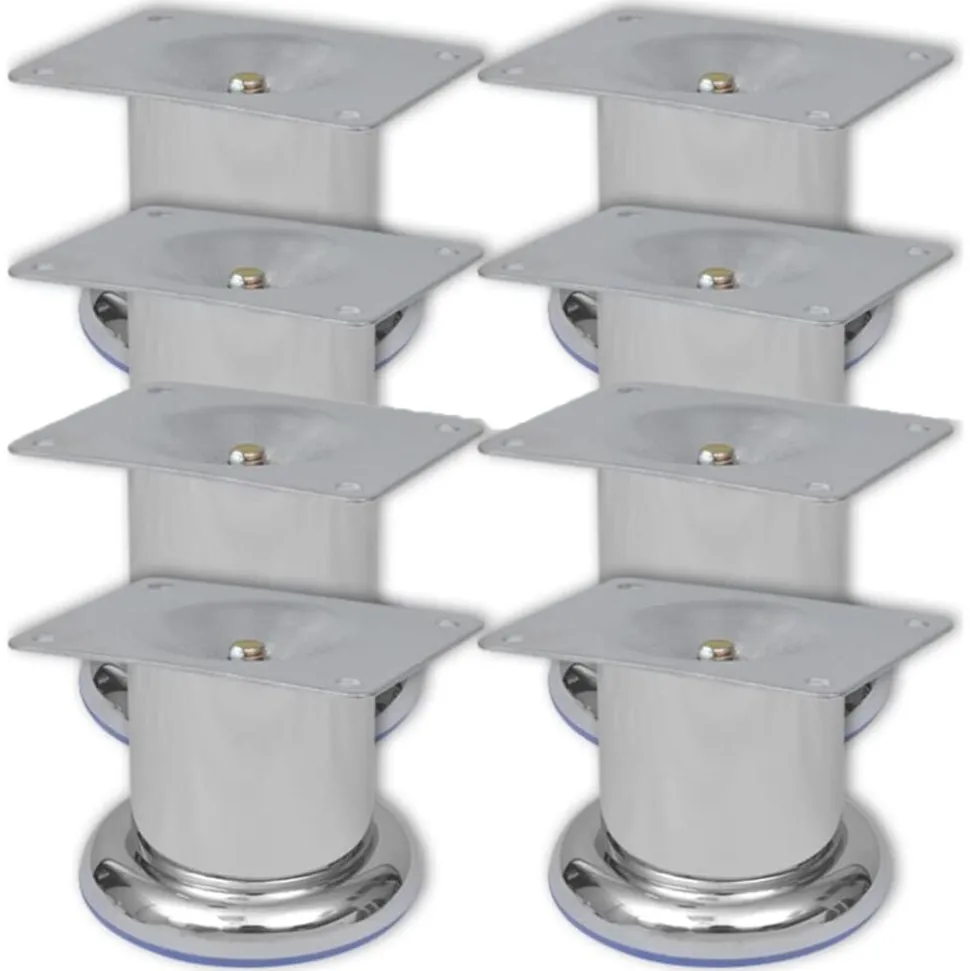vidaXL Bankpoten rond 8 st 60 mm chroomkleurig